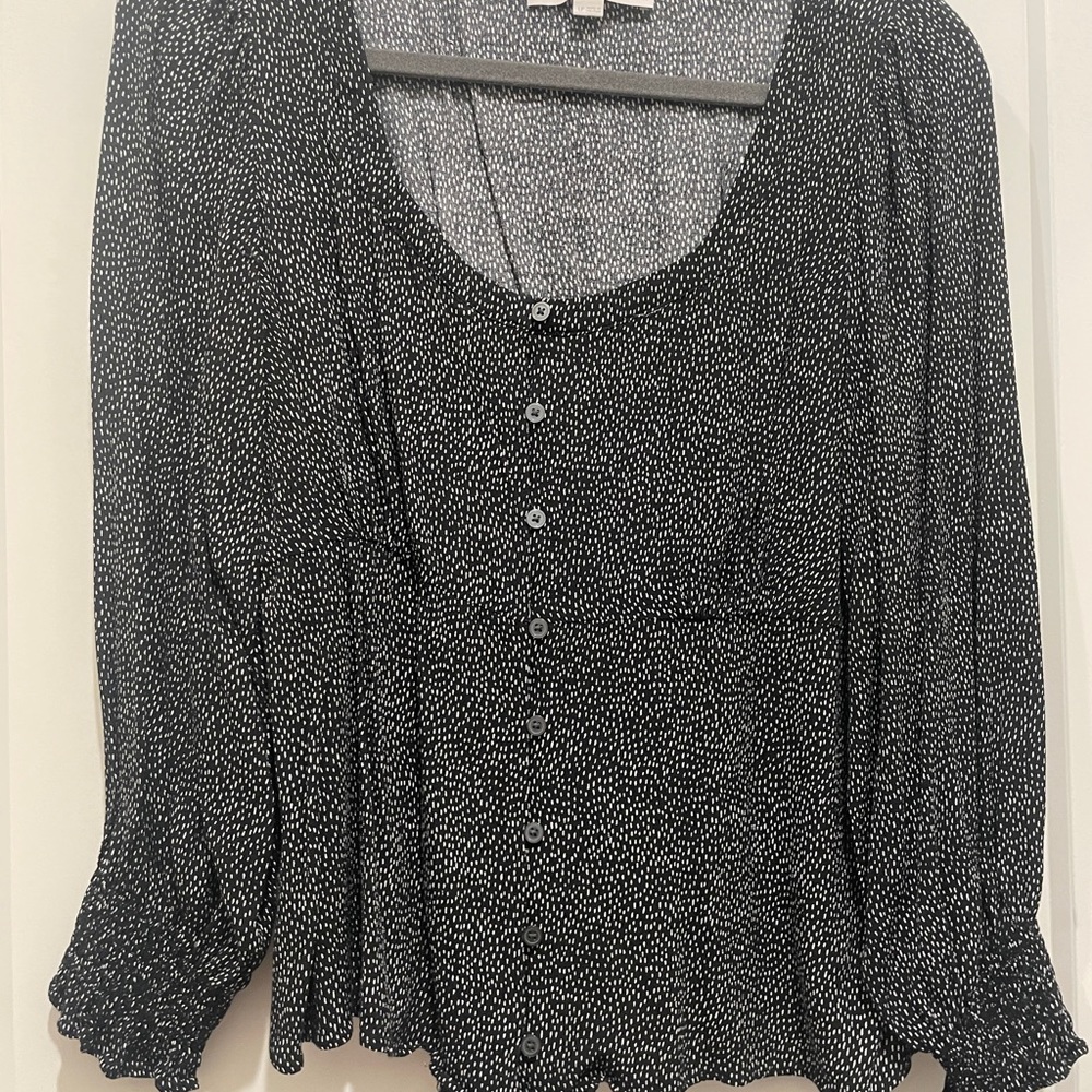 Black and White Women's Peasant Top